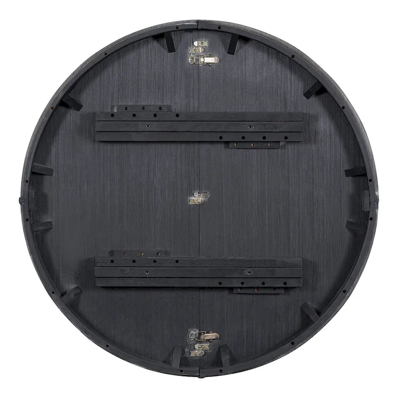 Black / Natural Wood Wash Extendable Round Dining Table Set for 5–6 People