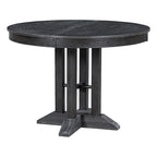 Black / Natural Wood Wash Extendable Round Dining Table Set for 5–6 People