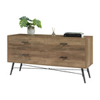 Walnut Brown 4-Drawer Horizontal Dresser, Single Storage Unit