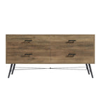 Walnut Brown 4-Drawer Horizontal Dresser, Single Storage Unit