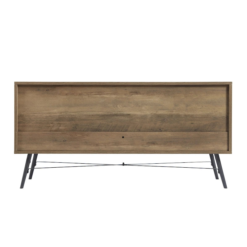 Walnut Brown 4-Drawer Horizontal Dresser, Single Storage Unit