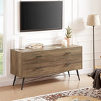 Walnut Brown 4-Drawer Horizontal Dresser, Single Storage Unit