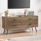 Walnut Brown 4-Drawer Horizontal Dresser, Single Storage Unit