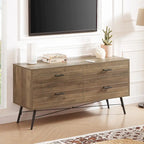 Walnut Brown 4-Drawer Horizontal Dresser, Single Storage Unit