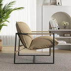 Brown / Grey / Blue / Black / Beige Metal Frame Sling Accent Armchair – Single Seat