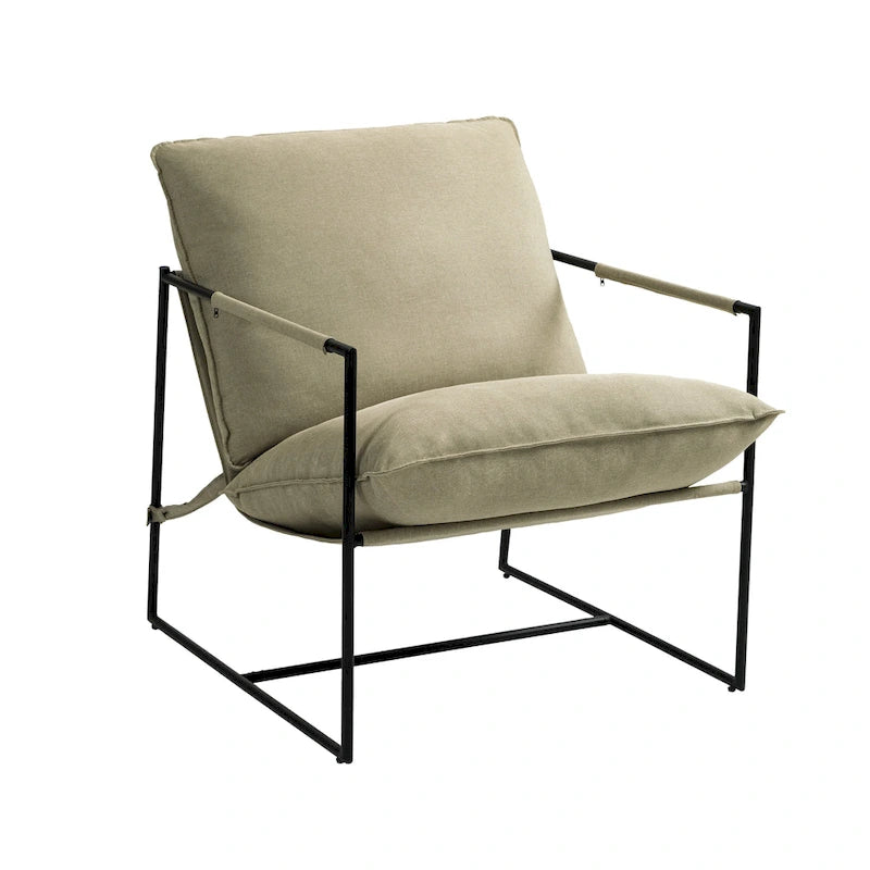 Brown / Grey / Blue / Black / Beige Metal Frame Sling Accent Armchair – Single Seat