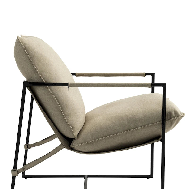 Brown / Grey / Blue / Black / Beige Metal Frame Sling Accent Armchair – Single Seat