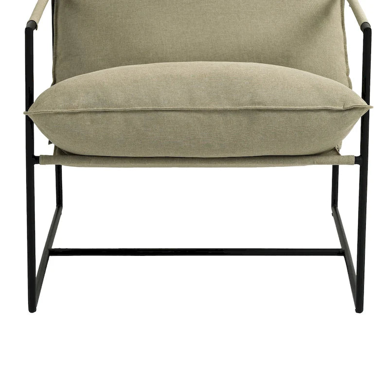Brown / Grey / Blue / Black / Beige Metal Frame Sling Accent Armchair – Single Seat