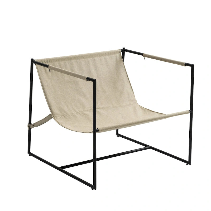 Brown / Grey / Blue / Black / Beige Metal Frame Sling Accent Armchair – Single Seat