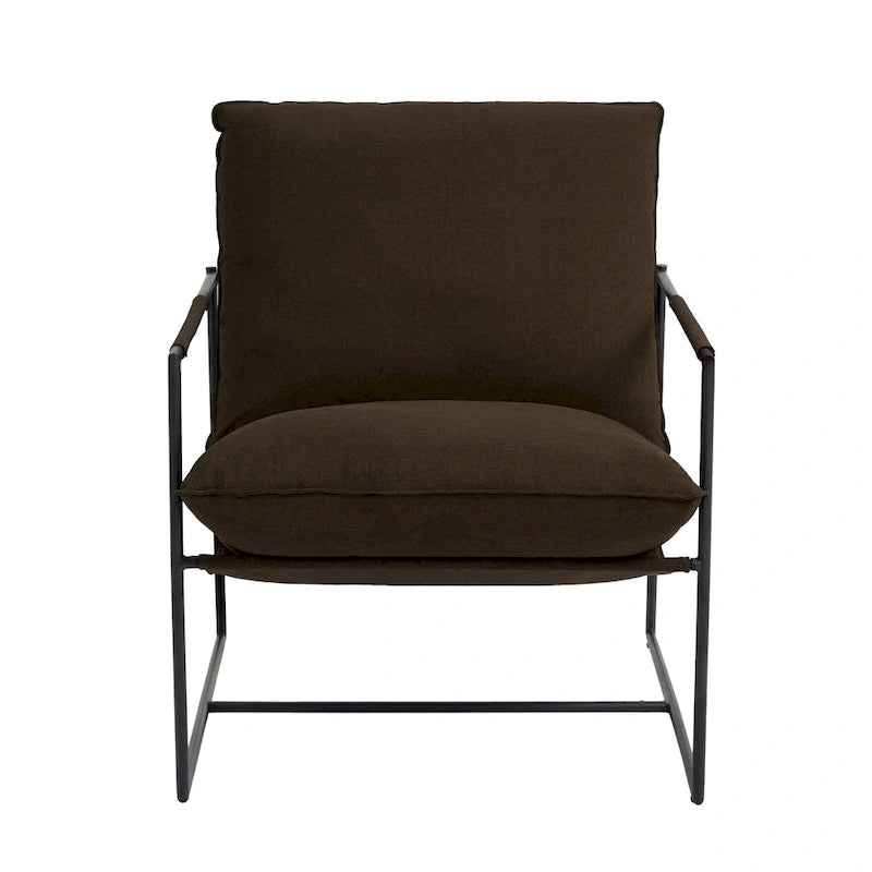 Brown / Grey / Blue / Black / Beige Metal Frame Sling Accent Armchair – Single Seat
