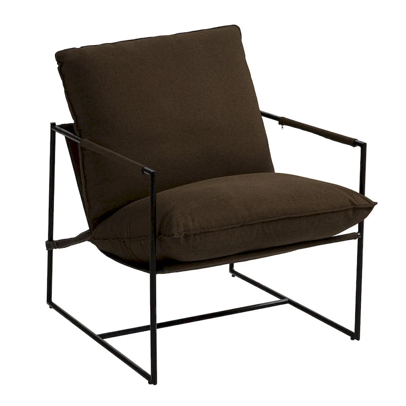 Brown / Grey / Blue / Black / Beige Metal Frame Sling Accent Armchair – Single Seat