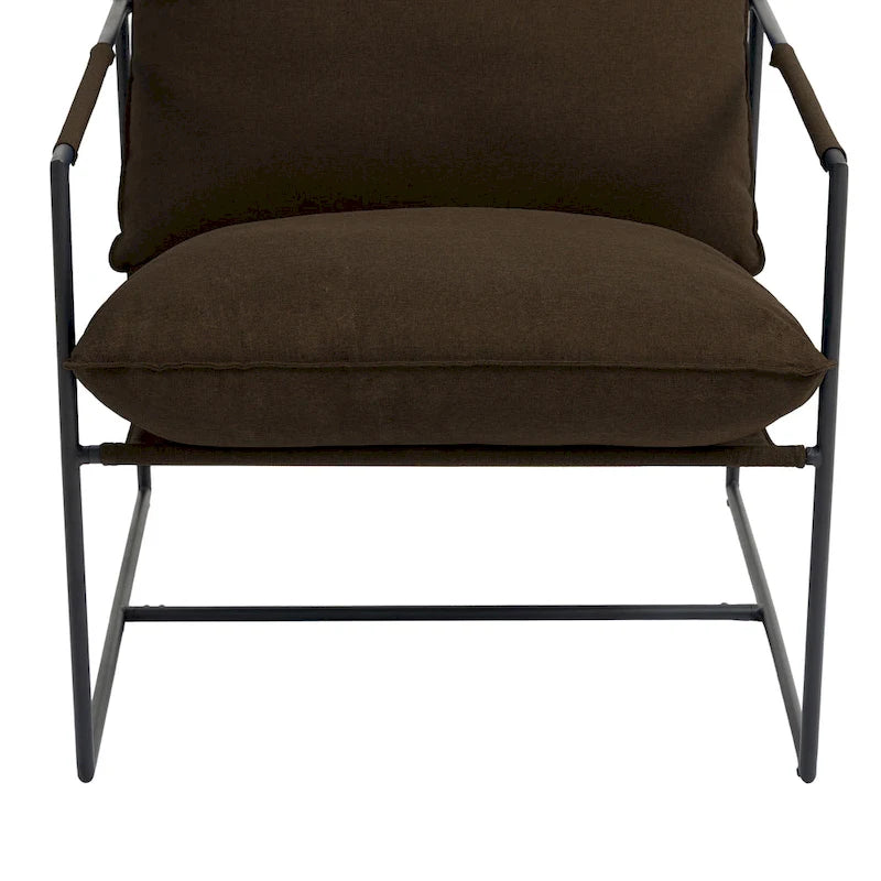 Brown / Grey / Blue / Black / Beige Metal Frame Sling Accent Armchair – Single Seat