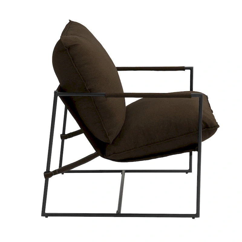 Brown / Grey / Blue / Black / Beige Metal Frame Sling Accent Armchair – Single Seat