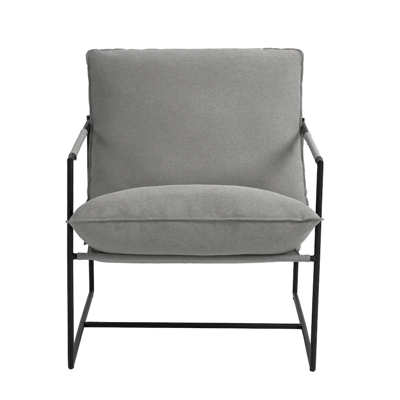 Brown / Grey / Blue / Black / Beige Metal Frame Sling Accent Armchair – Single Seat