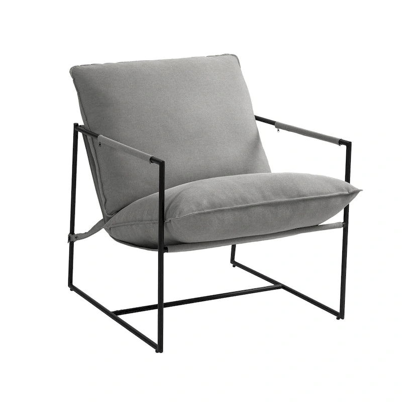Brown / Grey / Blue / Black / Beige Metal Frame Sling Accent Armchair – Single Seat