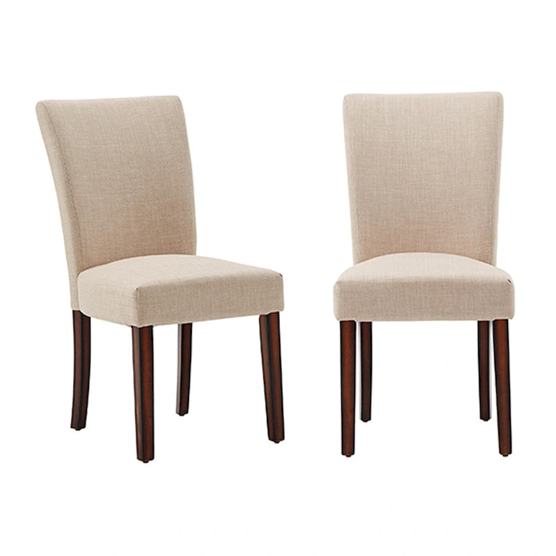 Light Brown Linen Parsons Dining Chair, Upholstered, Set of 2