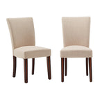 Light Brown Linen Parsons Dining Chair, Upholstered, Set of 2