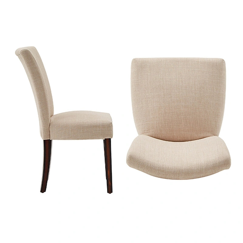 Light Brown Linen Parsons Dining Chair, Upholstered, Set of 2
