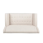 Charcoal / Beige + Walnut Mid-Century Settee, 2-Seat