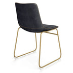 Vegan Leather Dining Side Chair, Gold Sled Base, Set of 2