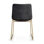 Vegan Leather Dining Side Chair, Gold Sled Base, Set of 2