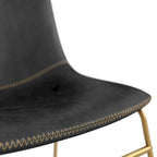 Vegan Leather Dining Side Chair, Gold Sled Base, Set of 2