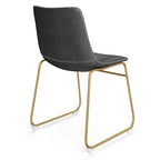 Vegan Leather Dining Side Chair, Gold Sled Base, Set of 2