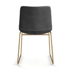 Vegan Leather Dining Side Chair, Gold Sled Base, Set of 2
