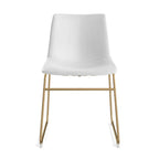 Vegan Leather Dining Side Chair, Gold Sled Base, Set of 2