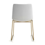 Vegan Leather Dining Side Chair, Gold Sled Base, Set of 2