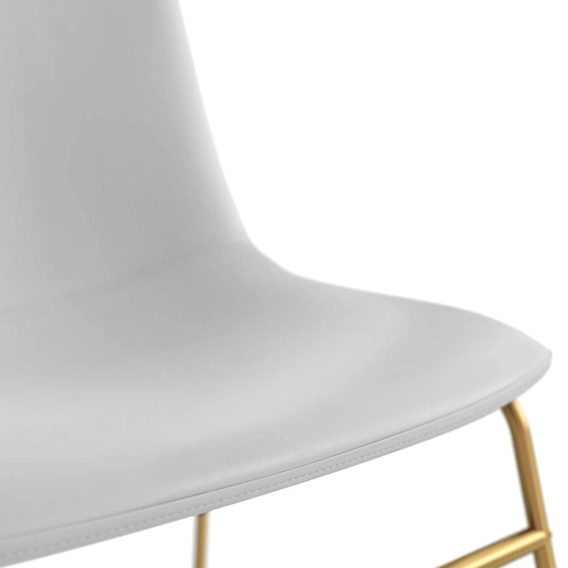 Vegan Leather Dining Side Chair, Gold Sled Base, Set of 2