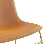 Vegan Leather Dining Side Chair, Gold Sled Base, Set of 2