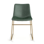Vegan Leather Dining Side Chair, Gold Sled Base, Set of 2