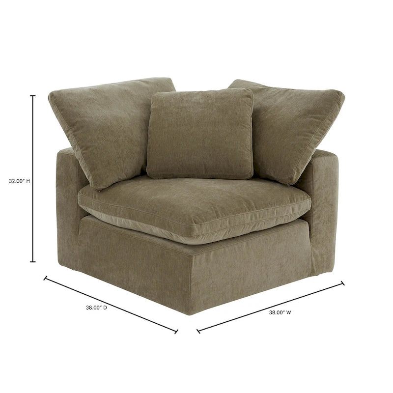Corner Chair Module – Pearl / Slate / Sand / Blue / Sage, Stain-Resistant Fabric, 1-Seat