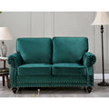 Velvet Nailhead Loveseat, 2-Seat (Green / Rose / Dark Blue / Grey / Beige / Black / Yellow)