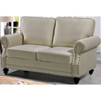 Velvet Nailhead Loveseat, 2-Seat (Green / Rose / Dark Blue / Grey / Beige / Black / Yellow)