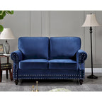 Velvet Nailhead Loveseat, 2-Seat (Green / Rose / Dark Blue / Grey / Beige / Black / Yellow)