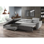 Grey L-Shaped Sectional Sleeper Sofa, Right/Left Facing, 2–3 Seater