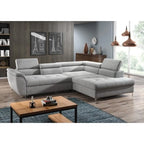 Grey L-Shaped Sectional Sleeper Sofa, Right/Left Facing, 2–3 Seater