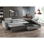 Grey L-Shaped Sectional Sleeper Sofa, Right/Left Facing, 2–3 Seater