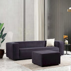 Mid-Century Modern Boucle Sofa – Dark Yellow / Grey / Cream, Seats 2–3