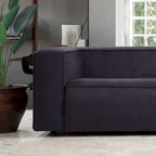 Mid-Century Modern Boucle Sofa – Dark Yellow / Grey / Cream, Seats 2–3