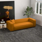Mid-Century Modern Boucle Sofa – Dark Yellow / Grey / Cream, Seats 2–3