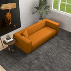 Mid-Century Modern Boucle Sofa – Dark Yellow / Grey / Cream, Seats 2–3
