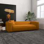 Mid-Century Modern Boucle Sofa – Dark Yellow / Grey / Cream, Seats 2–3
