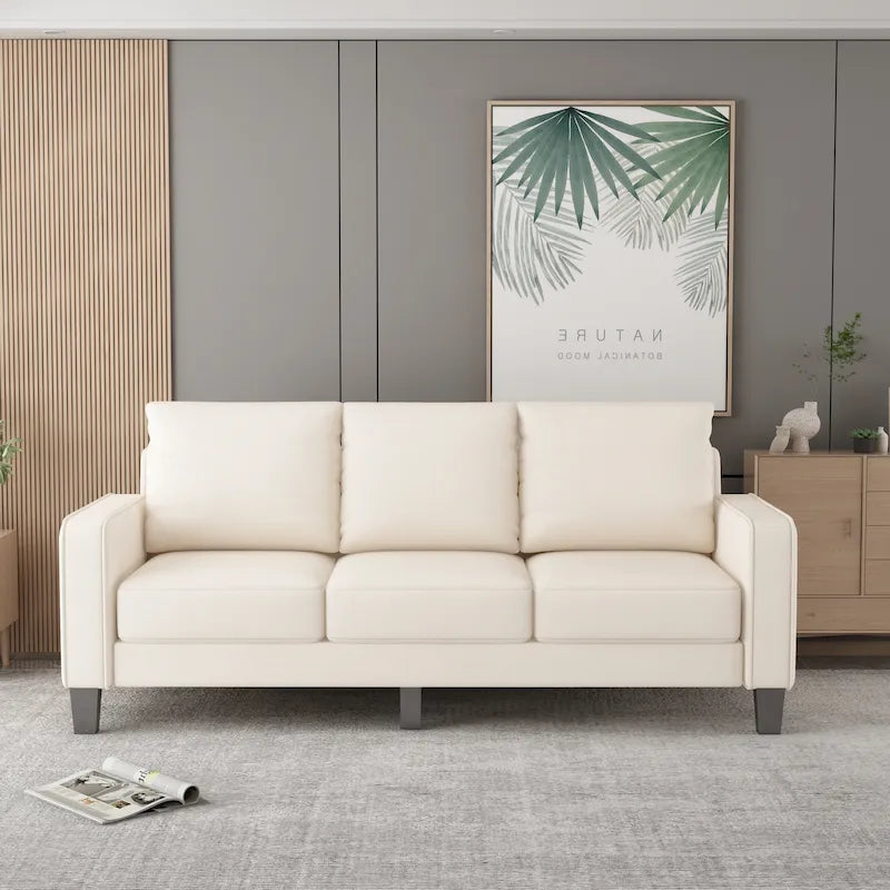 Beige / Grey / Grey & Black Fabric 3-Seat Sofa with Storage, Modern Style