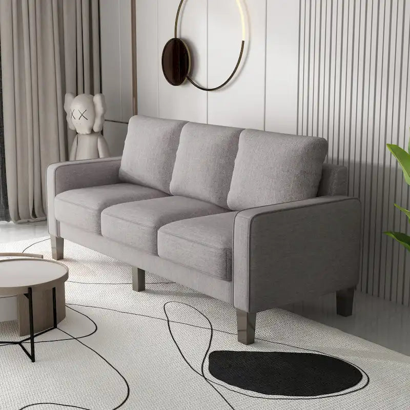 Beige / Grey / Grey & Black Fabric 3-Seat Sofa with Storage, Modern Style