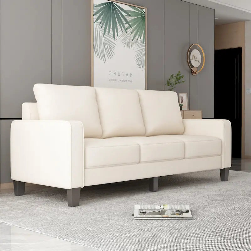 Beige / Grey / Grey & Black Fabric 3-Seat Sofa with Storage, Modern Style