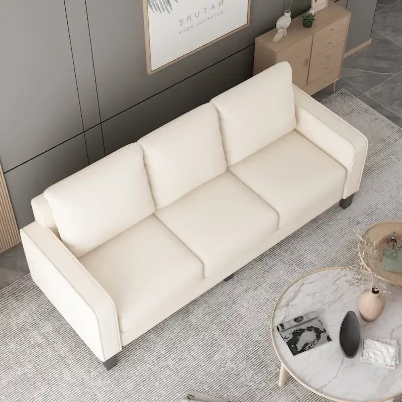 Beige / Grey / Grey & Black Fabric 3-Seat Sofa with Storage, Modern Style