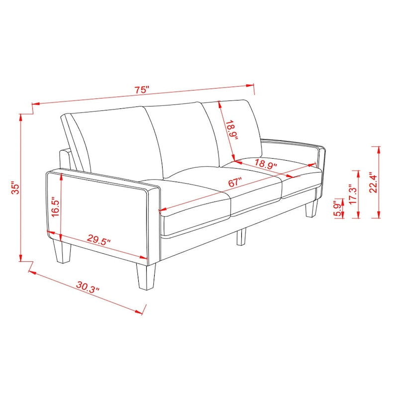 Beige / Grey / Grey & Black Fabric 3-Seat Sofa with Storage, Modern Style
